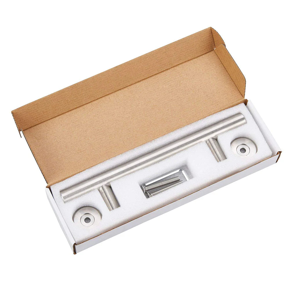 12" Pull and Flush Barn Sliding Door Handle Set - Round Black