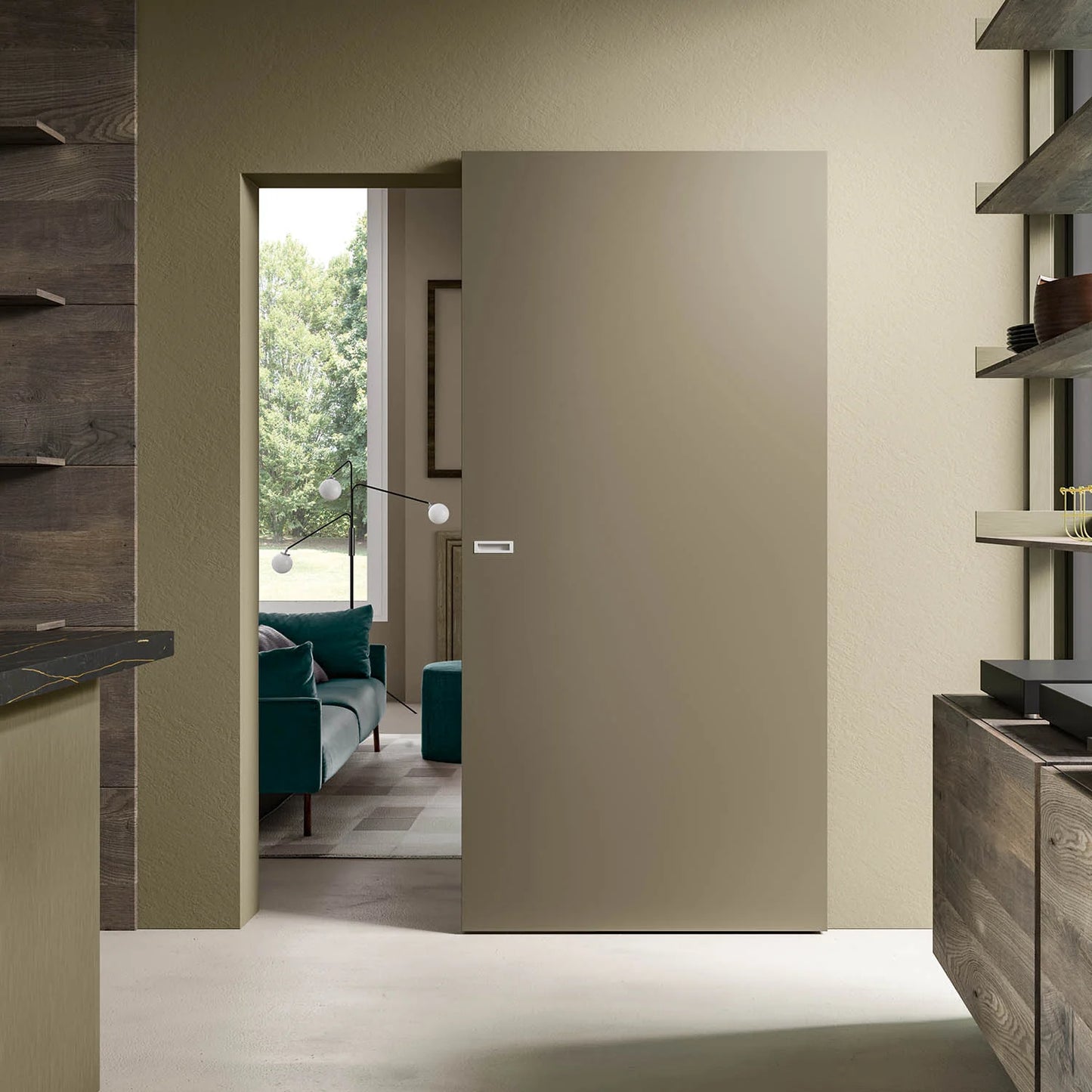 Magic 2 - Wall Mount Concealed Sliding System for Wood Doors. Made in Italy.